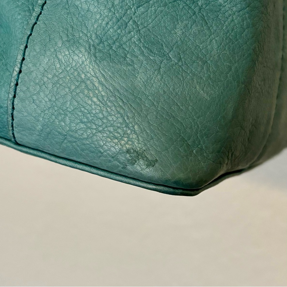 American Leather Co. Ada Triple Entry Satchel Crossbody Hobo Teal Medium - Picture 4 of 10